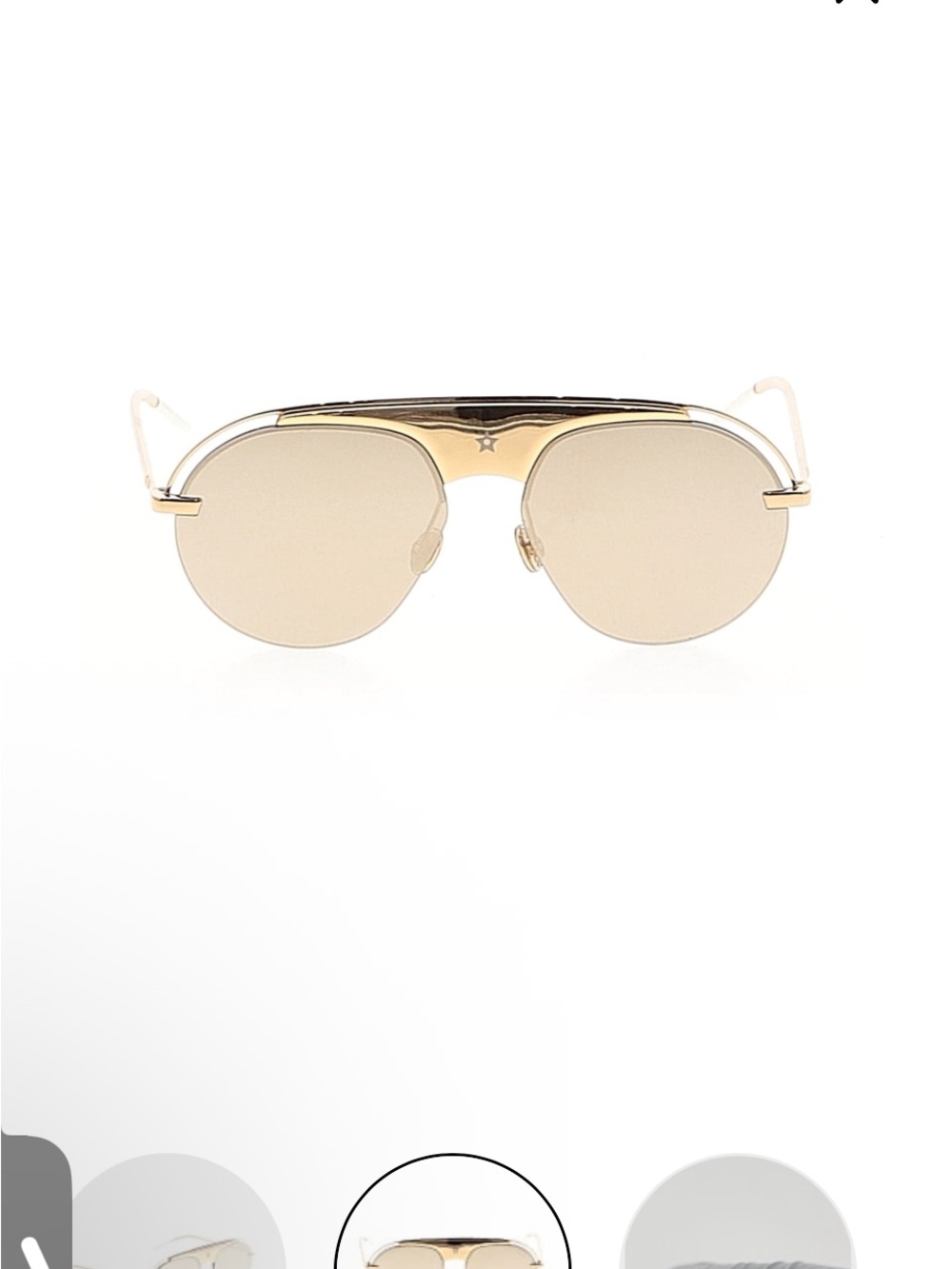 Dior Gold Metal Aviator Sunglasses with Champagne Lenses